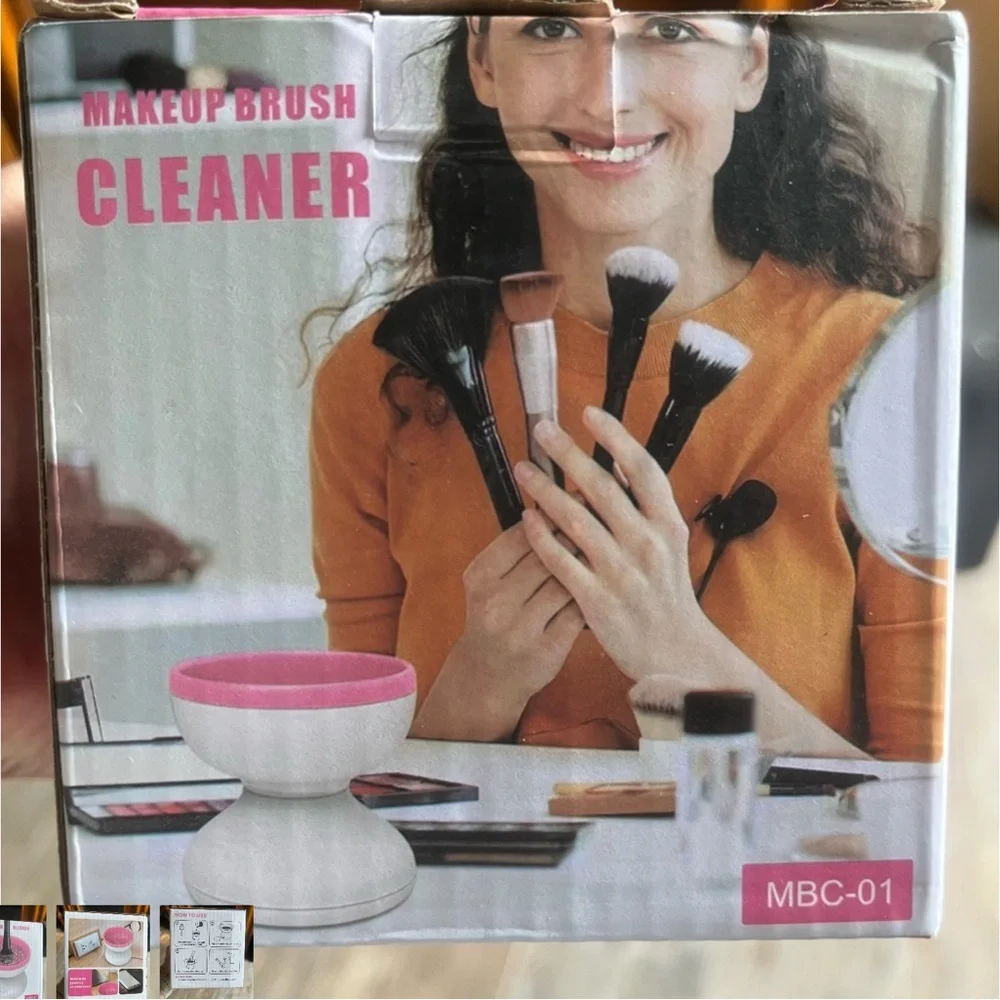 Makeup Brush Cleaner with Pink Accent